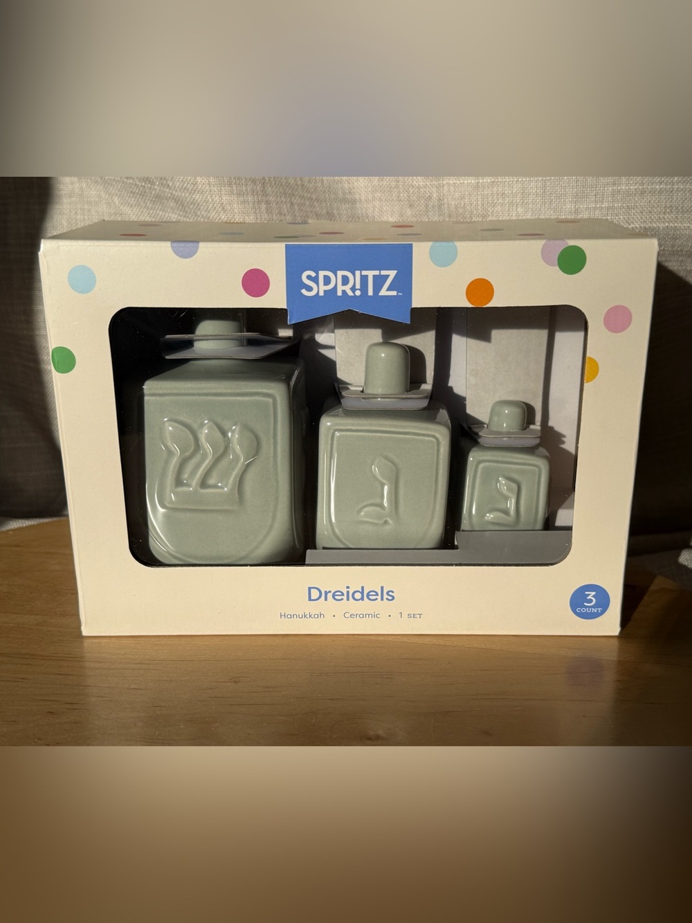 2025 3ct Hanukkah Ceramic Dreidels Decor Set - Spritz